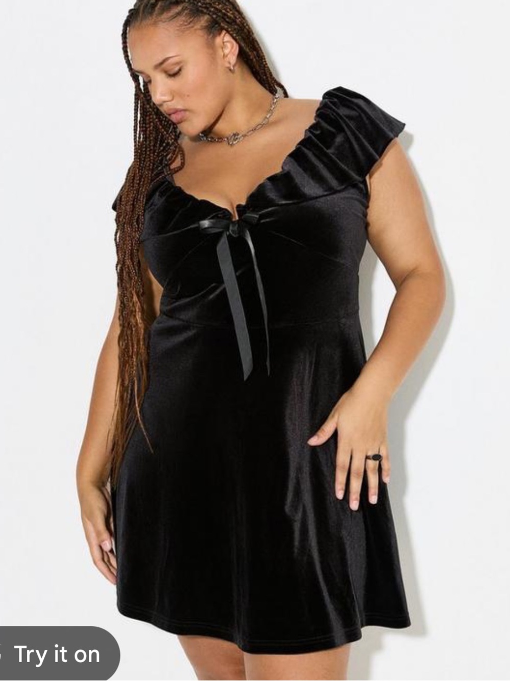 Torrid Lovesick Black Velvet Babydoll Dress size 00/10/M